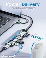 Vista 3 de Hiearcool - Adaptador HUB con USB C y 7 puertos en 1 de USB C a HDMI compatible para laptops Thunderbolt 3 y 4, MacBook Pro, Air, Dell, Lenovo, HP