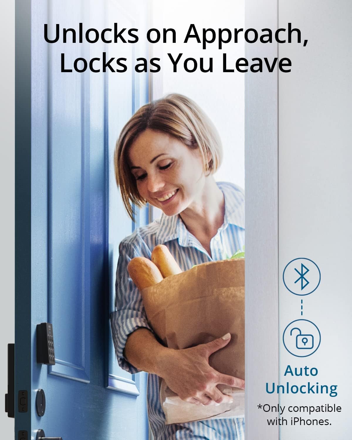 eufy Security Wi-Fi Smart Lock+Wireless Keypad, Keyless Entry Door Lock Replacement, Built-in Wi-Fi, Remote Control, in-App History and Scheduled Access, IP65 Waterproof, Fits Your Existing Deadbolt
