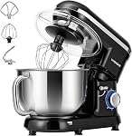 VIVOHOME Stand Mixer, 6 Quart Electric Tilt-Head Kitchen Mixer with Bowl, 10-Speed Household Food Mixer for Baking, Bread, and Cakes, with Dough Hook, Beater, Whisk, and Splash Guard, Black | Make Bread with Beater, Dough Hook and Egg Separator