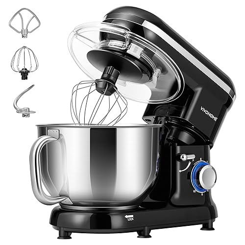 VIVOHOME Stand Mixer, 660W 10 Speed 6 Quart Tilt-Head Kitchen Electric Food Mixer with Beater, Dough Hook, Wire Whip and Egg Separator, Black
