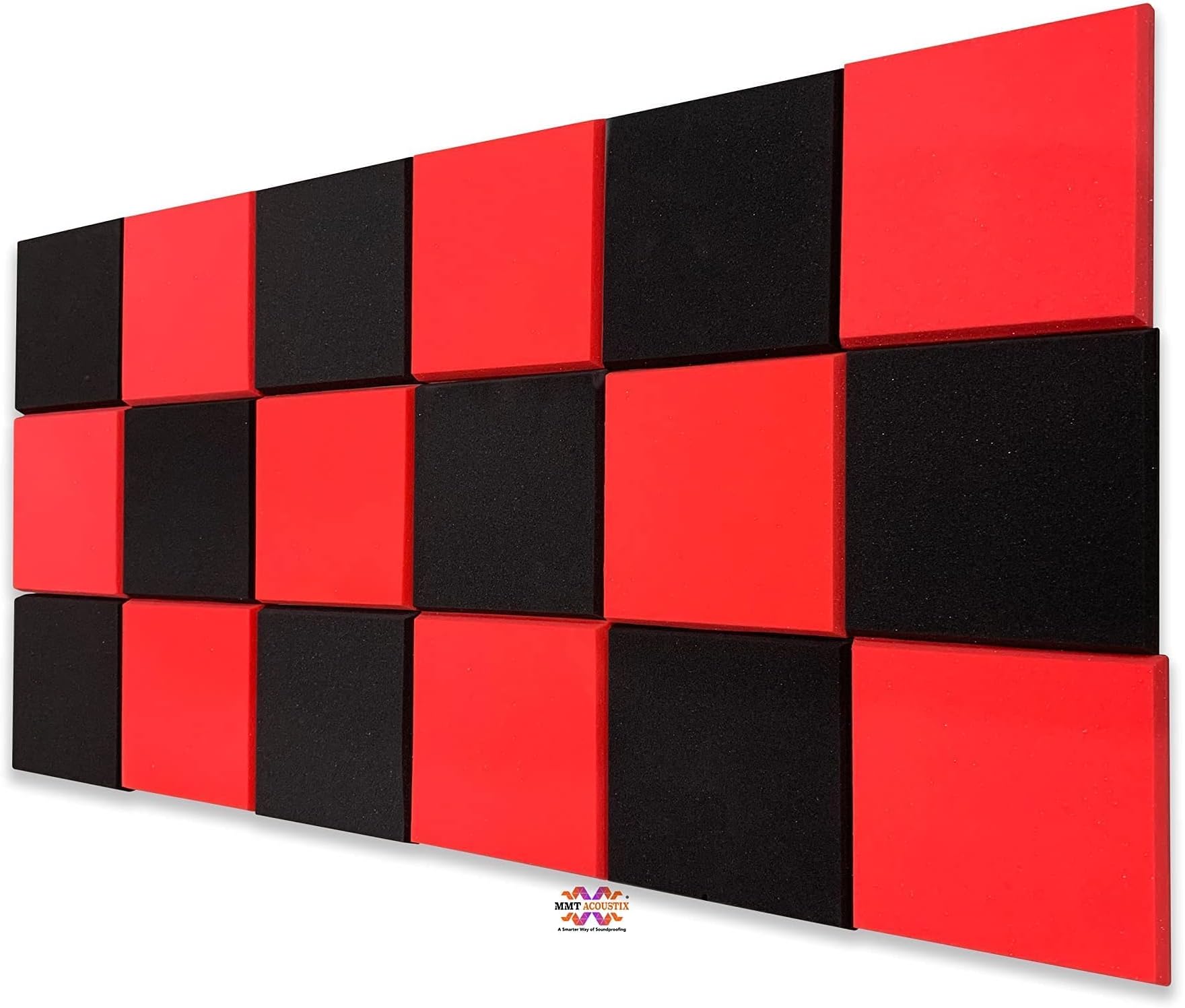 MMT ACOUSTIXBoxer Soundproofing Acoustic Foam, Professional Charcoal. (Black & Red)