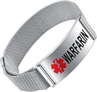 Medical Alert Bracelets for Men Women Medical Id Bracelets with Free Laser Engraving Adjustable Stainless Steel Band Magnetic Security Clasp Dual-Side Engraving