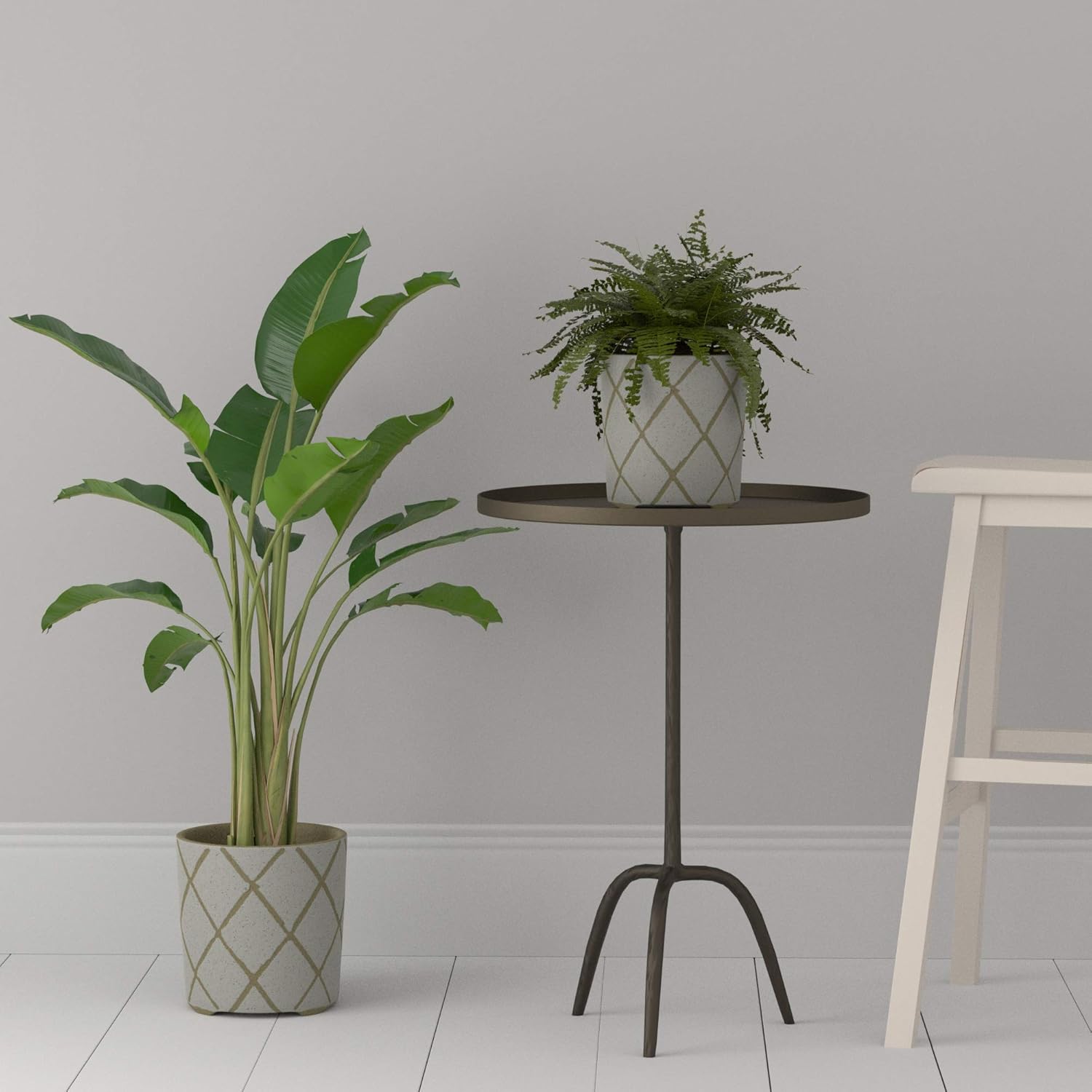  Brand – Stone & Beam Medium Windowpane Footed Stoneware Planter, 7.9"H, Arabesque : Patio, Lawn & Garden