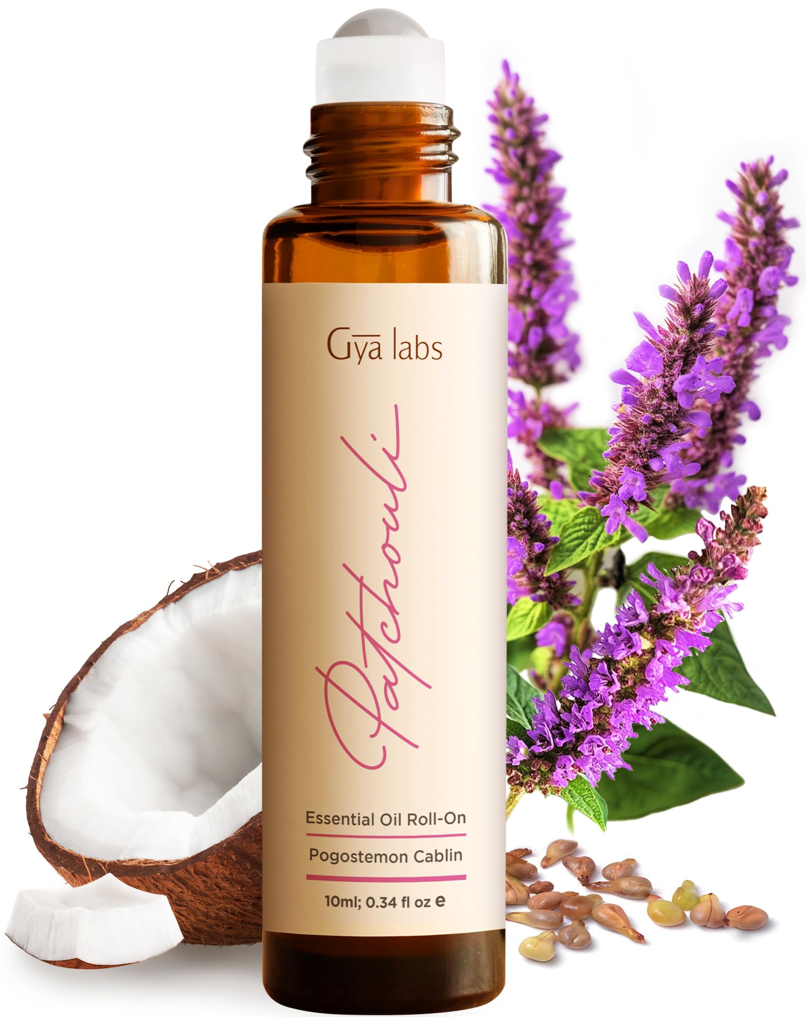 Patchouli Essential Oil Roll On - 0.34 Fl Oz - Travel Size Roller for Camping, Skin, Aromatherapy Relief, Convenience