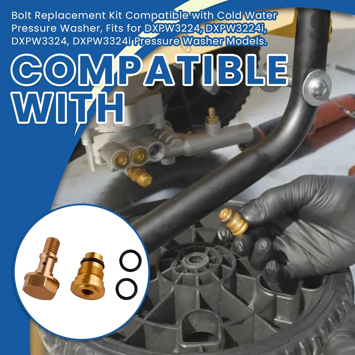 7115203BBK Bolt Replacement Kit Compatible with Cold Water Pressure Washer, Fits for DXPW3224, DXPW3224i, DXPW3324, DXPW3324i Pressure Washer Models