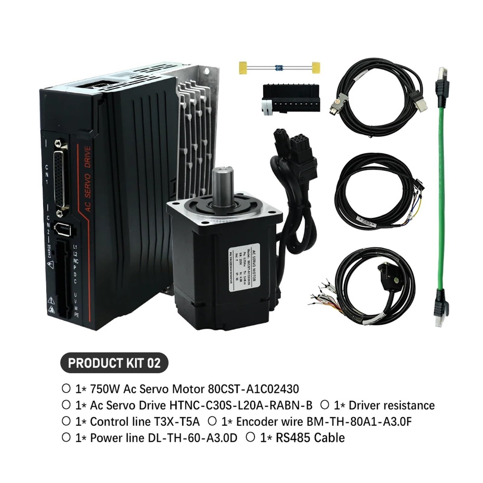 Kit Servomotore 400/750 W 3000 Giri/min RS485 Modbus | Kit servomotore di ricambio. supporta impulsi 5/24 V, analogico -10-10 V, RS485 Modbus(750w 2.4Nm)