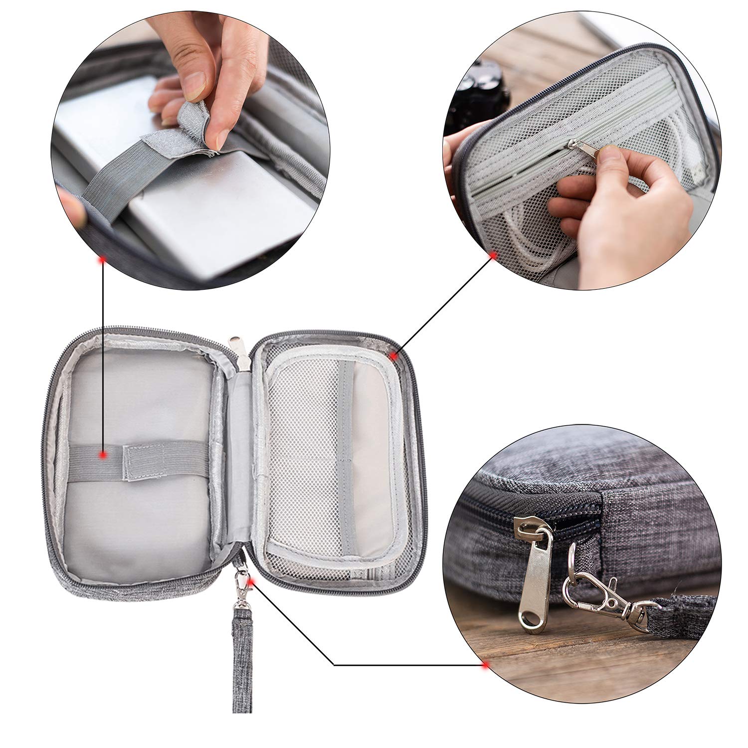 Sac De Rangement Câbles Ruyosn - Organisateur électronique Portable - Double Poche Pour Chargeur, Disque Dur, Clés USB