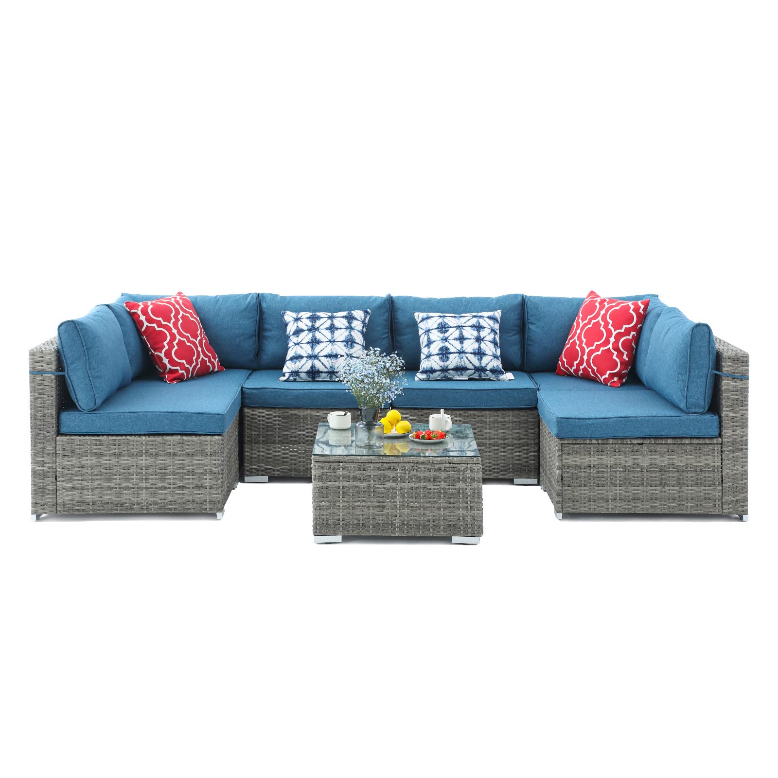 Buy VONZOY 7 Pieces Patio Furniture Set, Outdoor Sectional Sofa Couch
