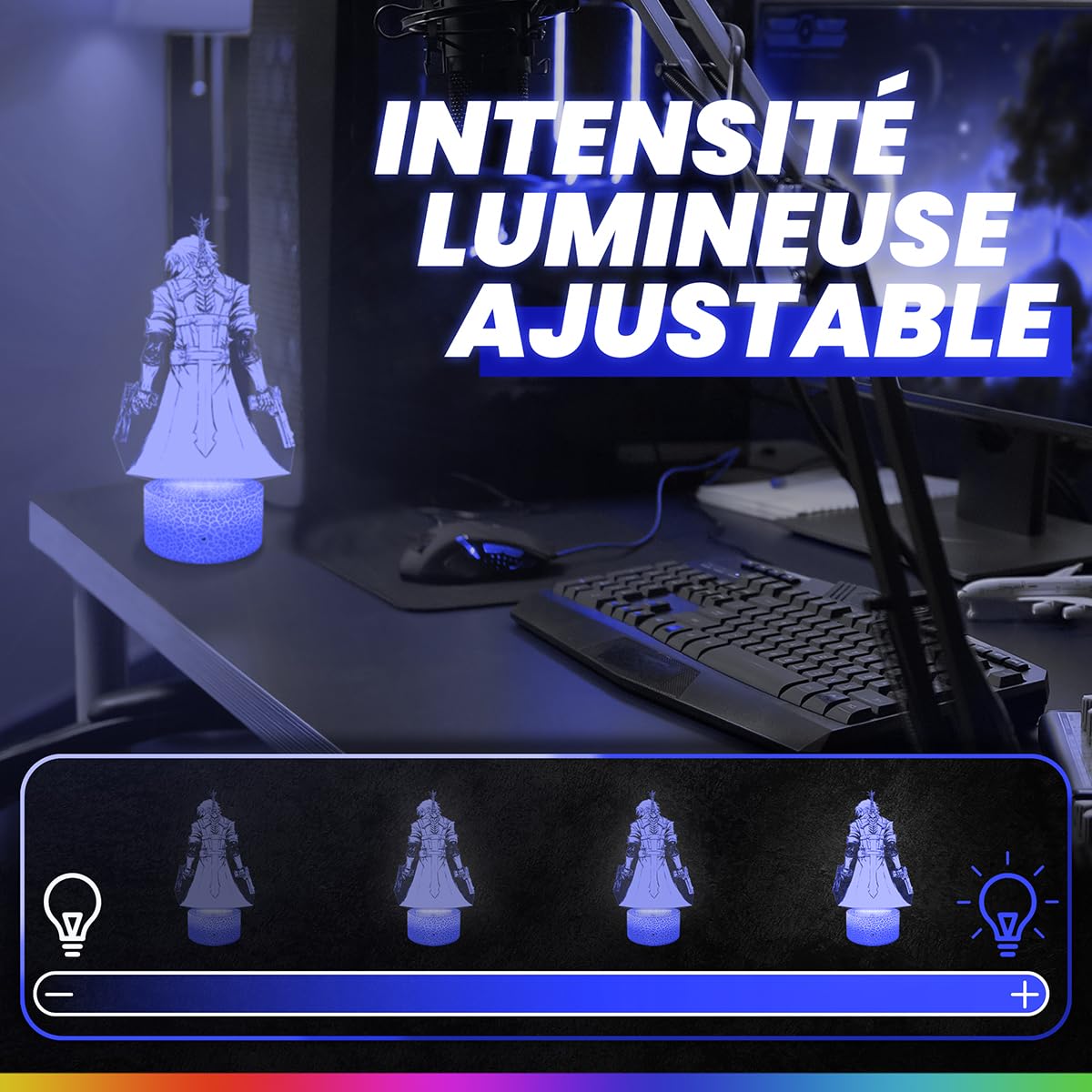 Lampephoto.fr - Lampe Devil M Cry Veilleuse 3D Jeux Vidéo | Fait en France, Socle au Choix, Luminosité Ajustable, Piles ou USB, Gravure HD au Laser, Idée cadeau Geek Homme, Gamer