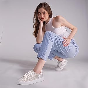 【Kate Spade】キラキラのラインストーン 白スニーカー Amazon | Suokdil スパークル ラインストーン スニーカー 女性用