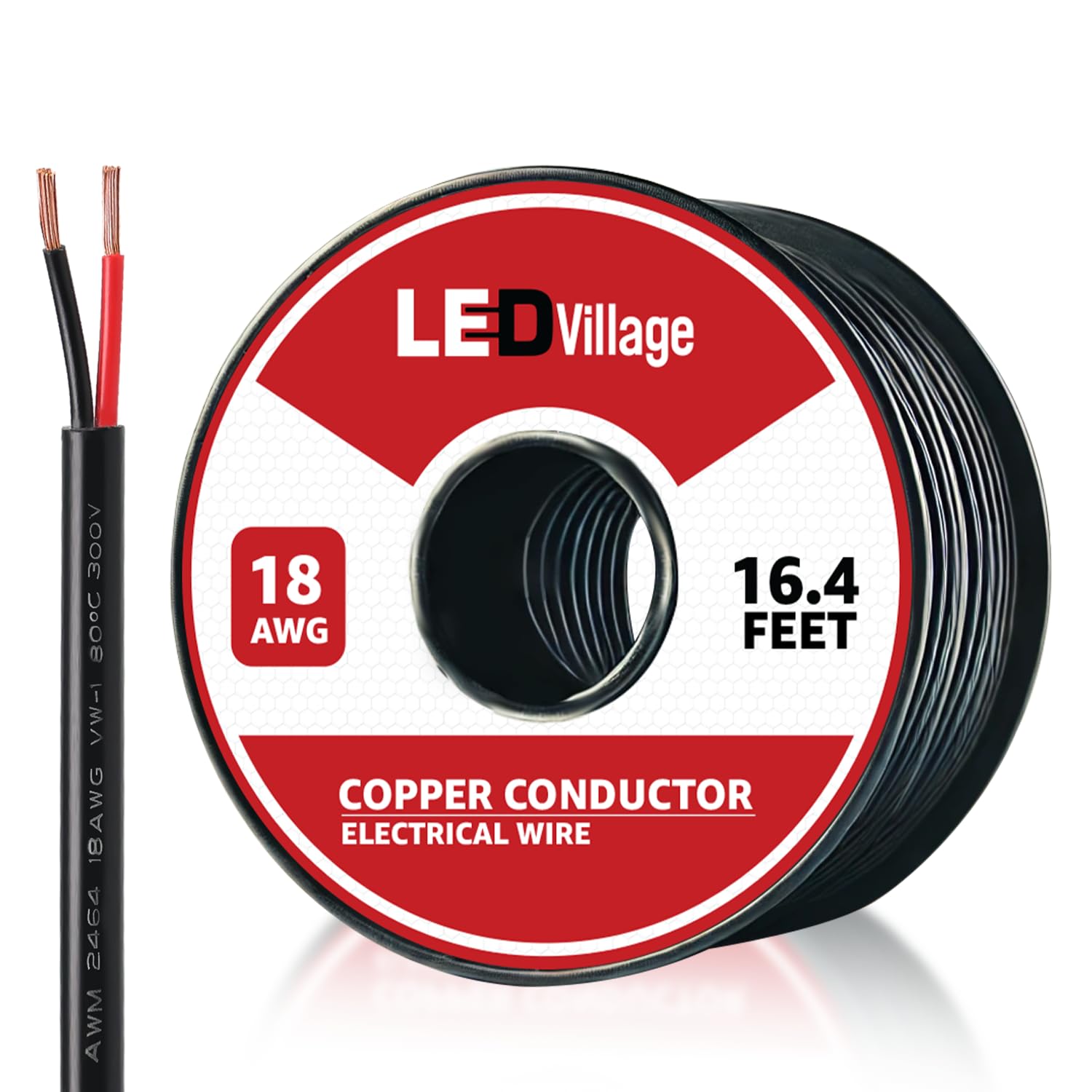 18 Gauge Ledvillage 2 Conductor Electrical Wire 16.4FT/5M - 18AWG Electrical Wire Stranded PVC Cord Oxygen-Free Copper Cable Low Voltage for LED Strips Lamps Lighting Automotive