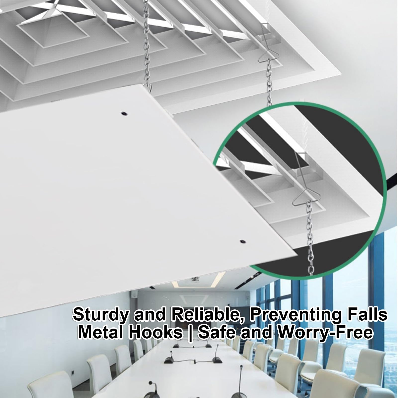 Deflettore Condizionatore Centralizzato, Deflettori d'Aria per Bocchette di Ventilazione a Soffitto, Parabrezza Aria Condizionata, Design con Gancio a Catena(45x45cm/18x18in)