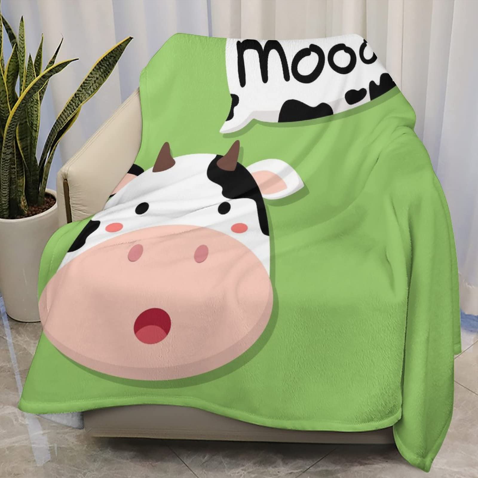 Tradesforu Cute Cow Talking Moo Fleece Throw Blanket For Couch - Thick Fuzzy Warm Soft Blankets And Throws For Sofa, 40X50 Inches