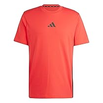 Adidas Homme Essential Three Stripes Single Jersey Tee, Pure Ruby, Black, XS