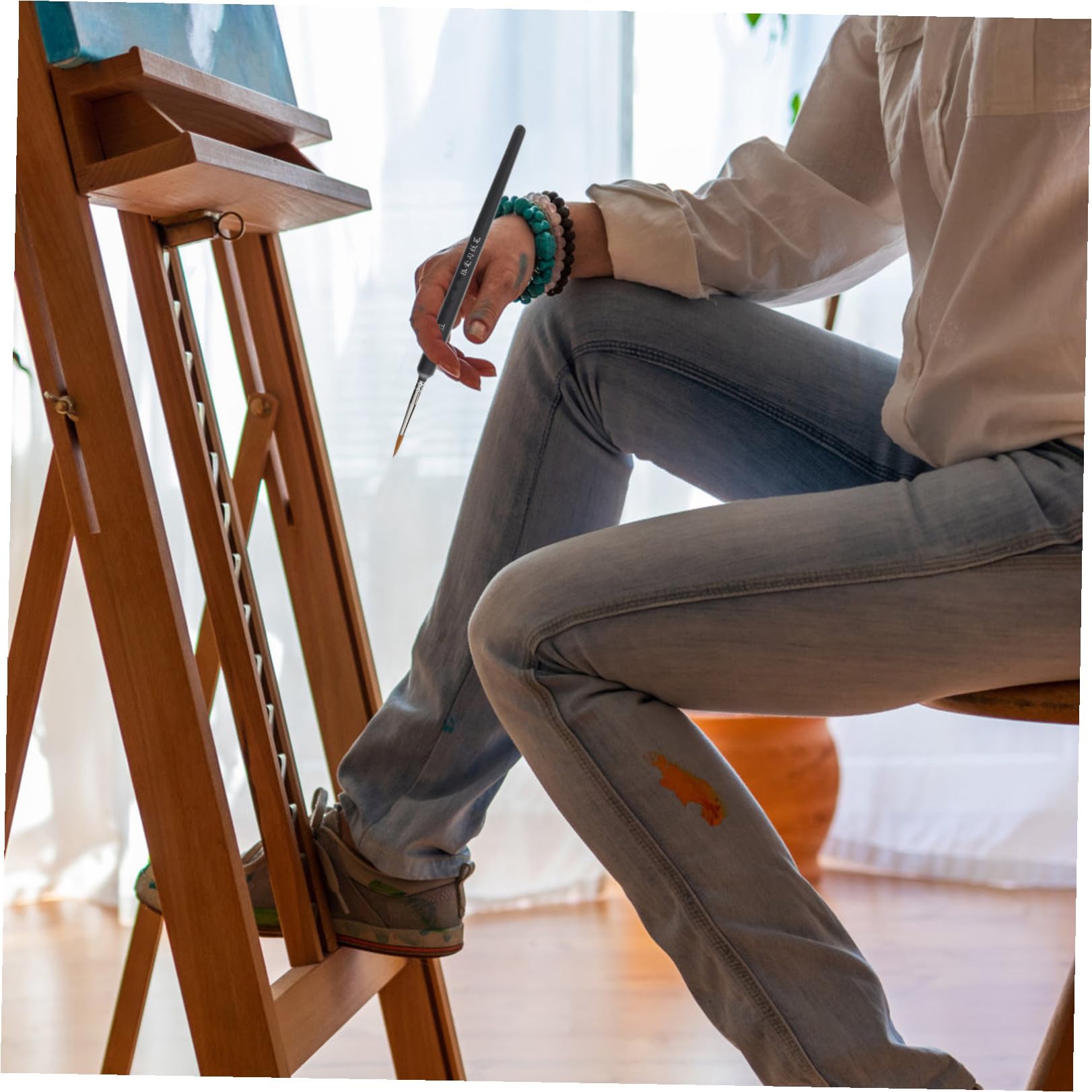 DOITOOL 6piezas Pinceles Portátiles De Pelo De Comadreja para Acuarela y Óleo Cepillos Finos para Dibujo y Pintura Ligeros y Resistentes para Estudiantes y Artistas