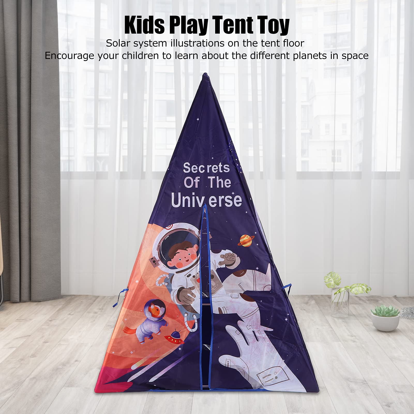 Space World Tenda da Gioco per Bambini Casetta da Gioco Pieghevole e Divertente per L'Esplorazione Cosmica per Interni Ed Esterni 100 X 100 X 140 Cm