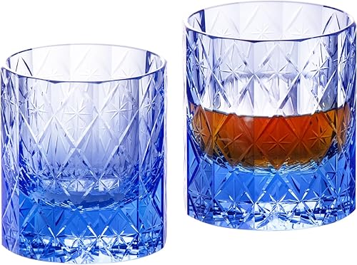 Miniatura 15 de KAMMAK - Juego de 2 vasos de whisky de cristal, vasos sin tallo de 250 ml hechos a mano al soplo, vasos de cóctel de lujo, copa de escocés para