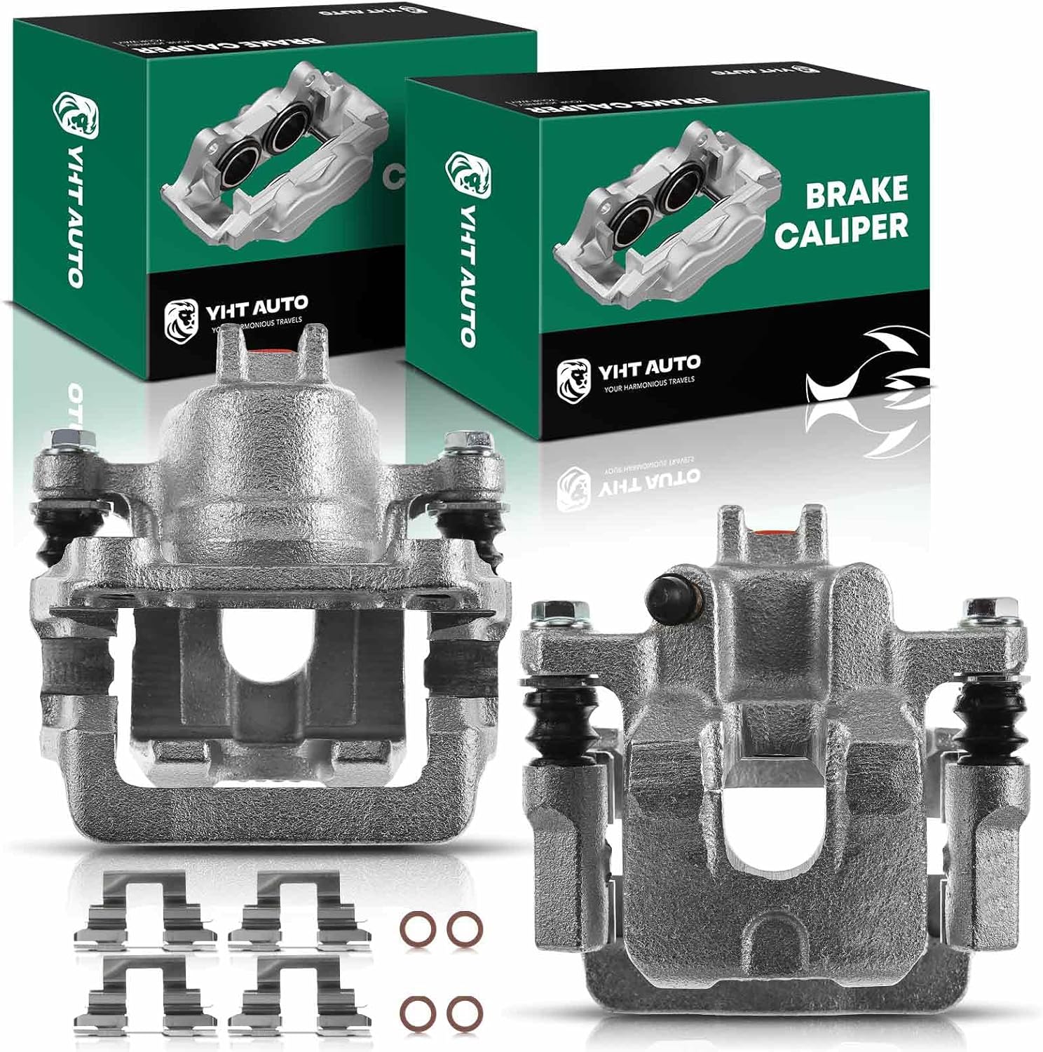 YHTAUTO Rear Side Disc Brake Calipers with Bracket Replacement for Acura Honda Models, Pilot 2003-2008, MDX 2001-2006 V6 3.5L, Rear Driver Passenger Caliper Assembly Set of 2, Replace# 43018-S3V-A00