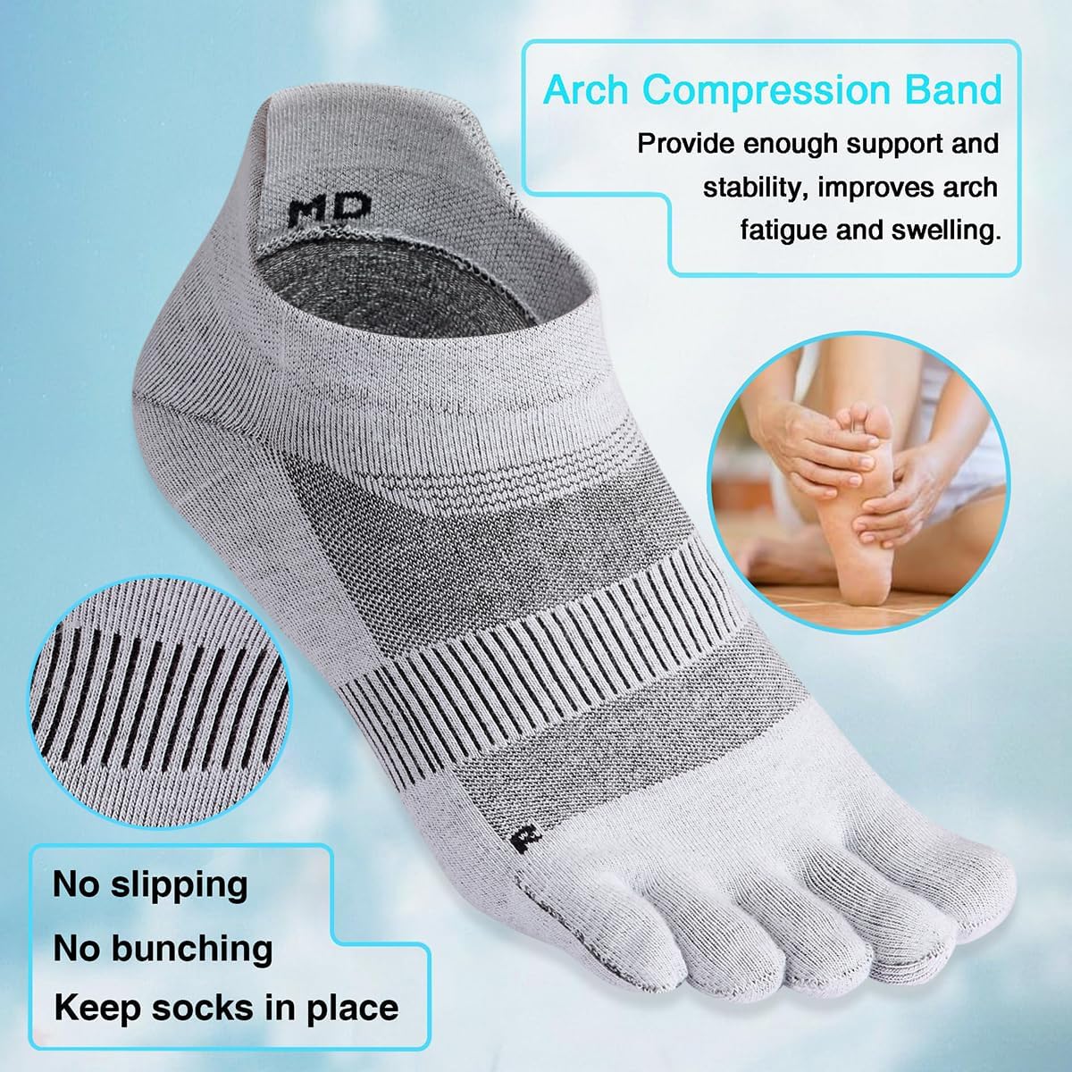 Meaiguo Toe Socks for Men Women Coolmax Ankle Five Finger Socks for Running Athletic Breathable Lightweight,3 Pairs - Image 4
