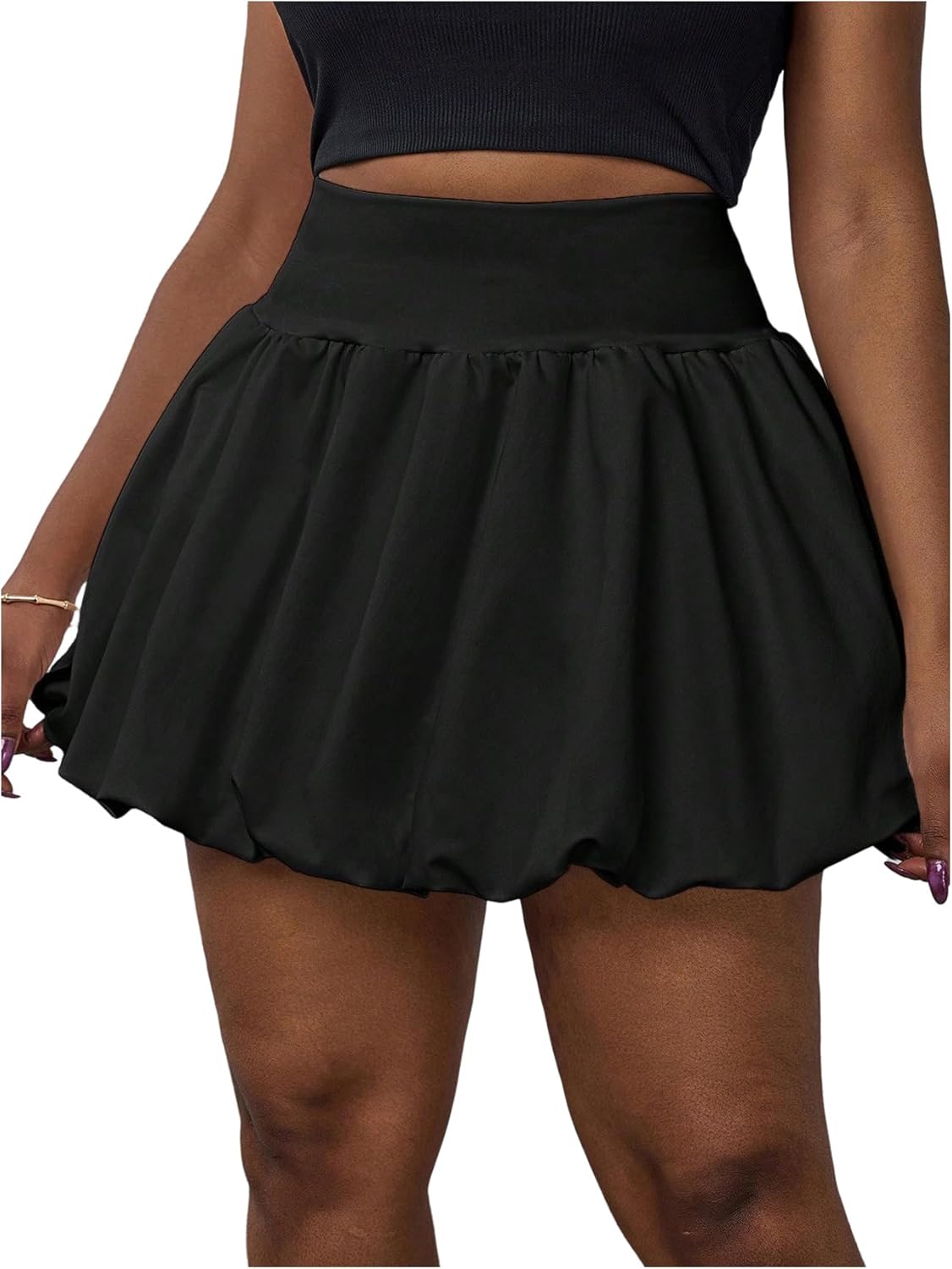 GORGLITTER Women's Plus Size Ruffle Bubble Mini Skirt Pleated High Waisted Y2K Summer Tennis Skirts