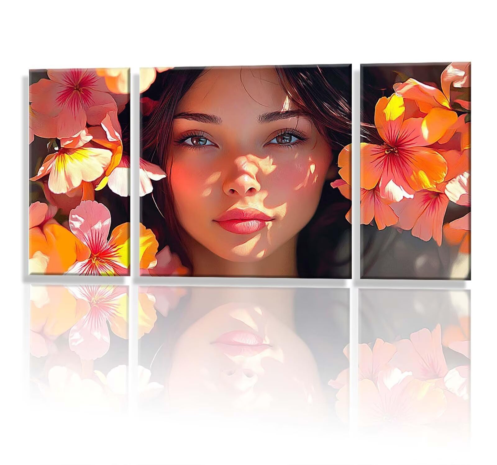 3 Pezzi Dipingere con i Numeri adulti, Paint by Numbers Bellezza Fiore, Kit Lavoretti Creativi, Kit di Pittura Acrilica Fai-da-Te, con 3- Pennello, Decorazioni Casa 70x140cm (Senza Cornice) y1s-890