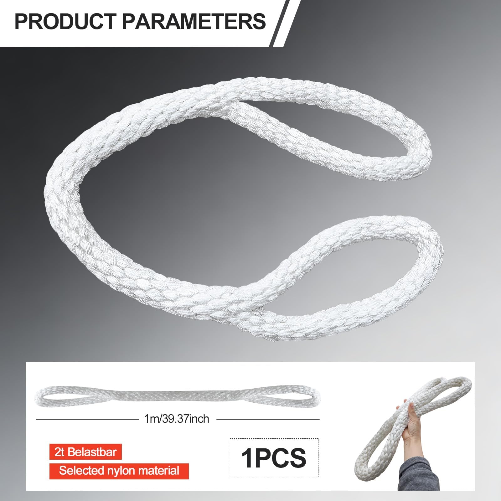 Cuerda Tríceps 1m para Polea Gimnasio, Accesorio Máquina Cable de Nylon Resistente (Soporta 2 Toneladas), Diseño de Bucle para Agarre Cómodo, Ideal para Bíceps, Culturismo y Fitness en Casa