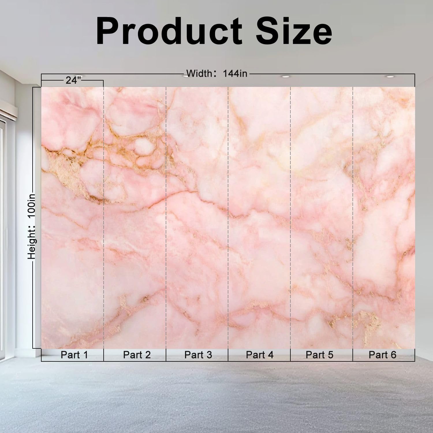 Wall Mural Peel & Stick Rose Gold Marble Texture Natural Pattern for Art Work Tiles Stone Self-Adhesive Wallpaper Removable Wall Decal Wall Sticker Home Decor for Living Room Bedroom 100"x144"