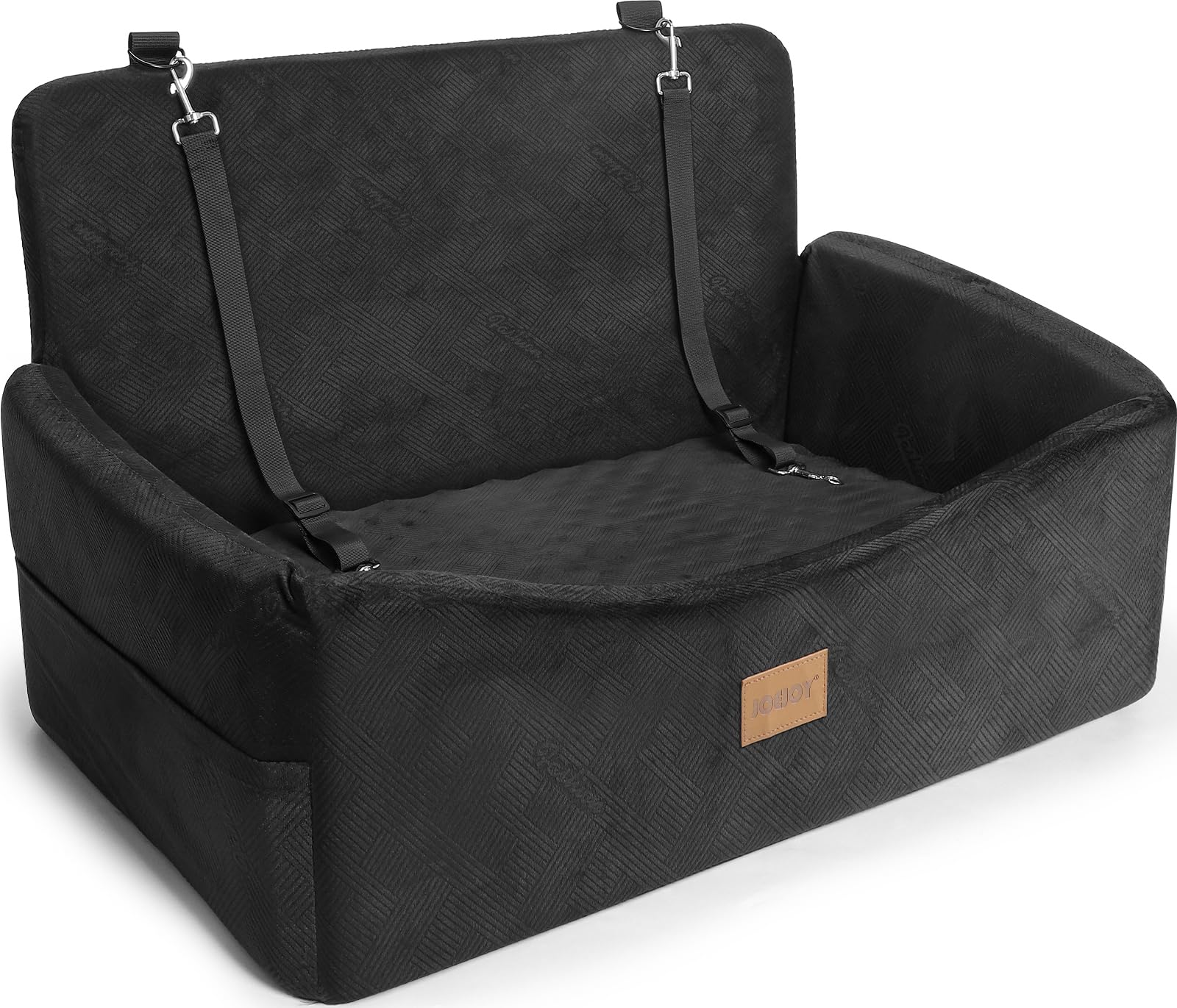 JOEJOY Dog Car Seat for Large Medium Sized Dogs Under 55 lbs, Dog Booster Seat for 2 Small Dogs with Washable Cover, Memory Foam Pet Car Seat with 2 Safety Belts and Pockets, Rear Seats Only