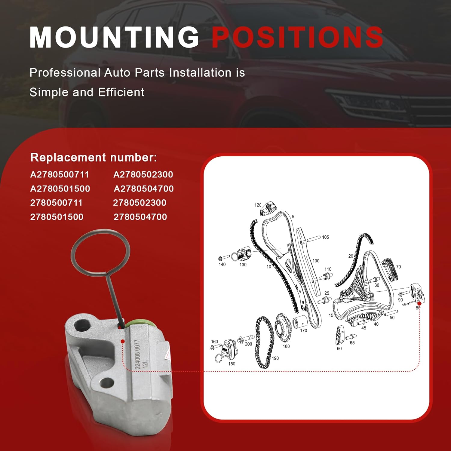 A2780504700 Engine Timing Chain Tensioner Left Replacement For Mercedes-Benz GL550 GLE550 W222 W221 4.7T (Left)