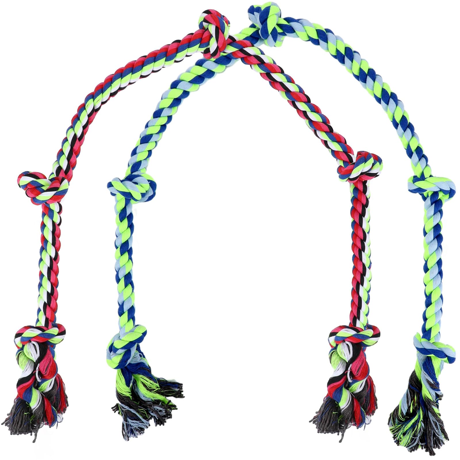 Hollowfly Dog Rope Toys for Extra Large Dogs, 2 Pack 6 Feet 5 Knot Tug of War Dog Toy for Large Aggressive Chewers Heavy Duty Cotton Teeth Cleaning