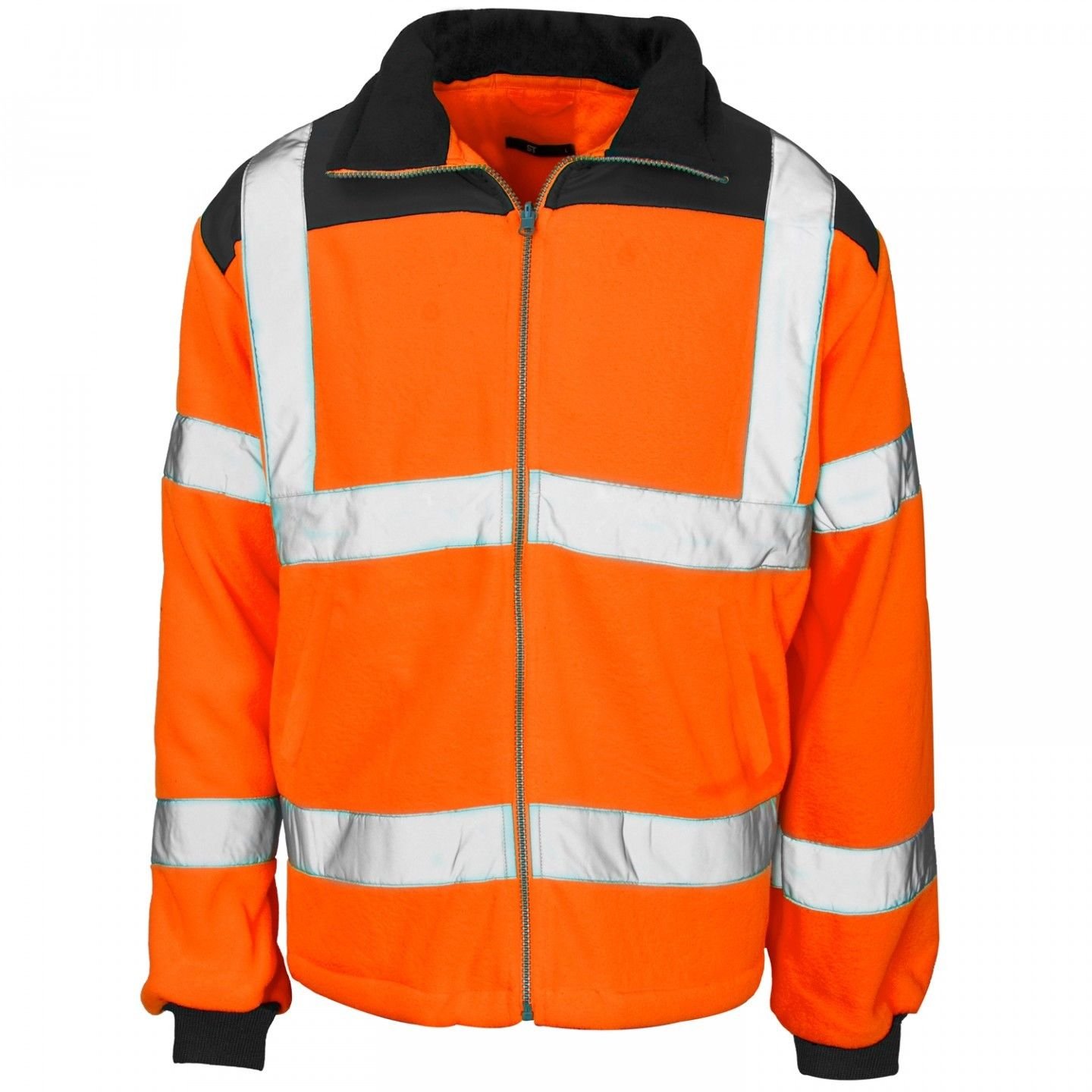 Supertouch Men's Hi Vis Viz Visibility Premium Safety Work Fleece Jacket Orange X-Large