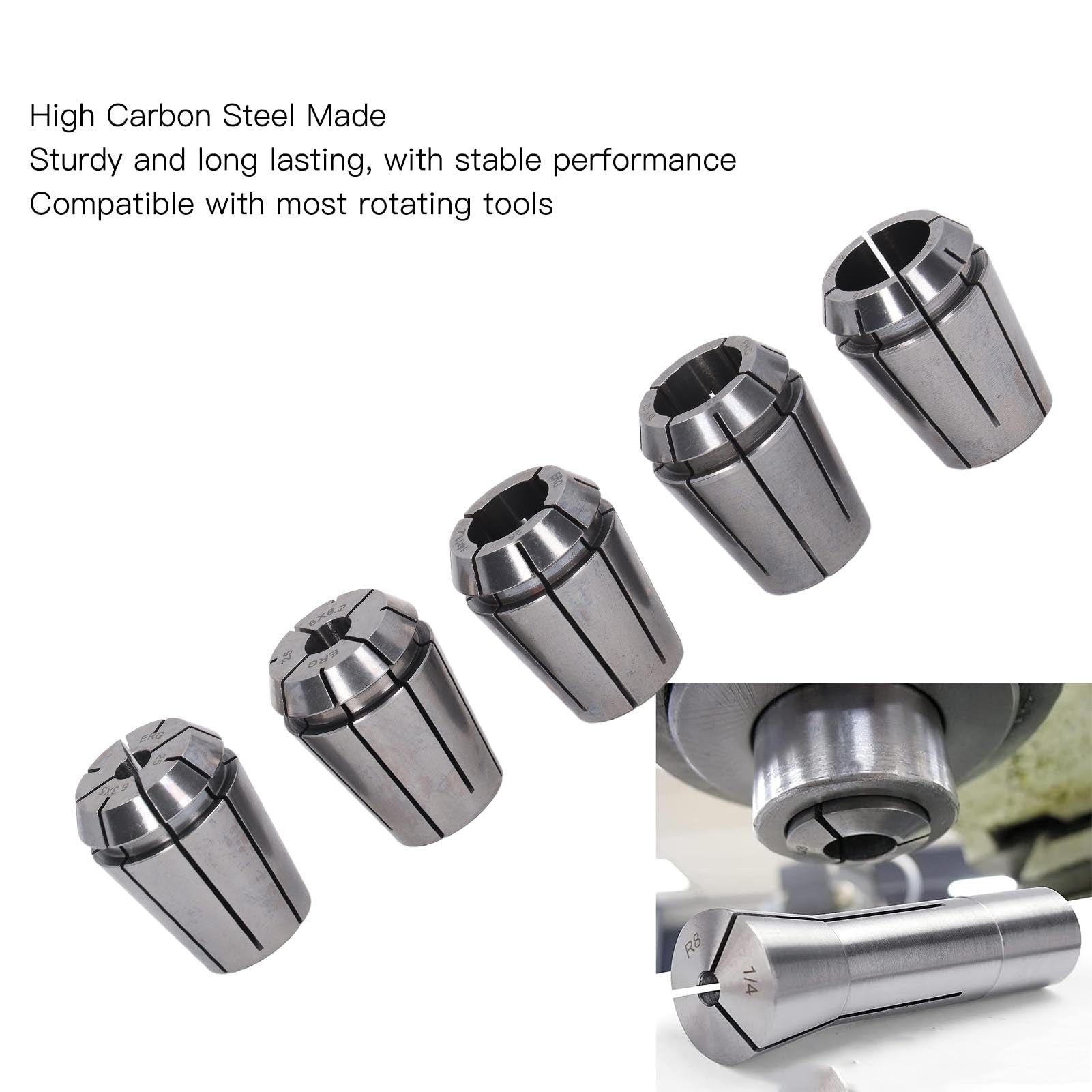 Aramox Juego de Pinzas de Resorte de Acero con Alto Contenido de Carbono de 5 Piezas con Agarre de 4 Mordazas 6.3x5 8x6.2 16x12 15x12 14x11.2 para Usuarios de Fresadoras de Torno CNC
