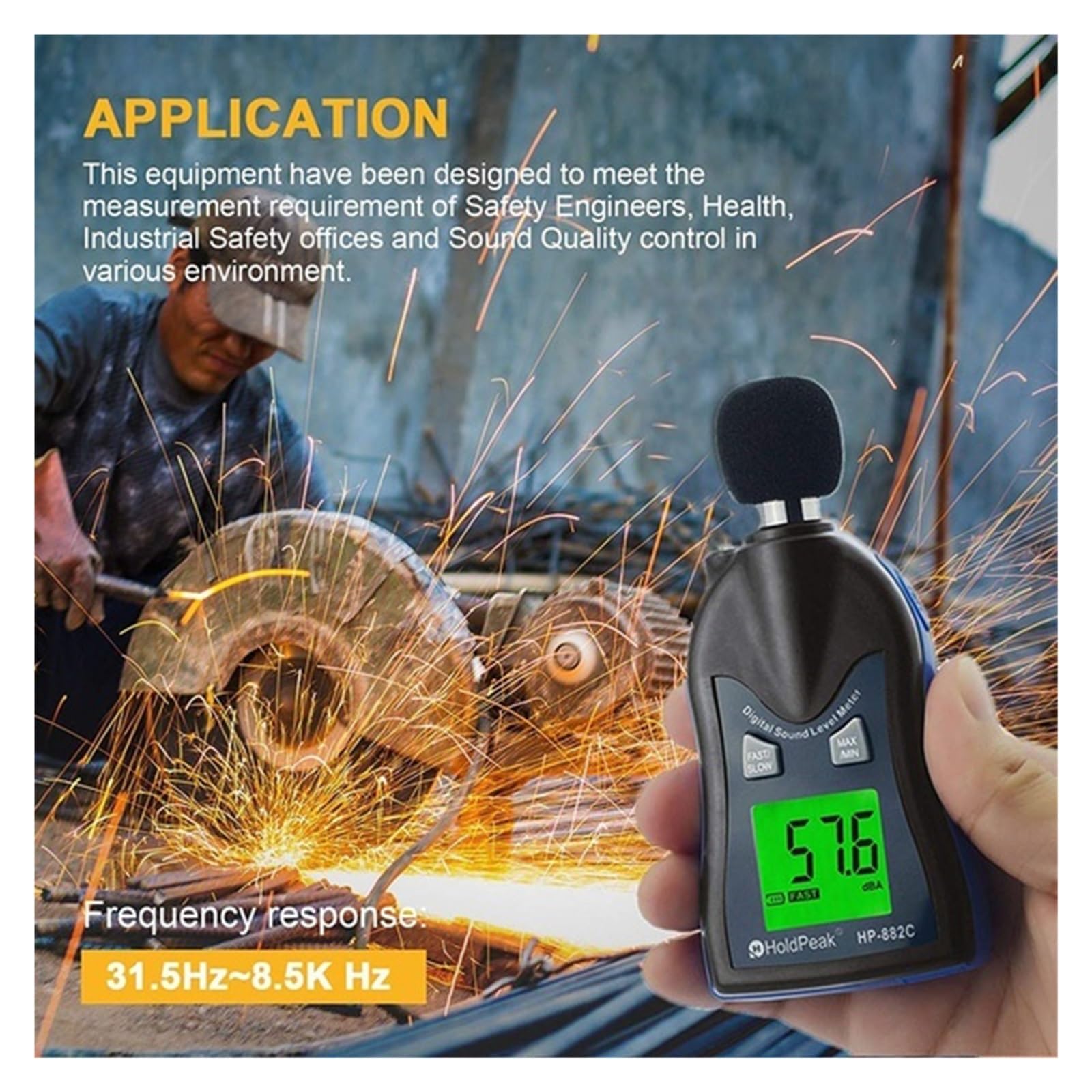 Sonomètre Sonomètre numérique 30-130dB, Instrument de Mesure du Bruit, testeur, Moniteur décibel