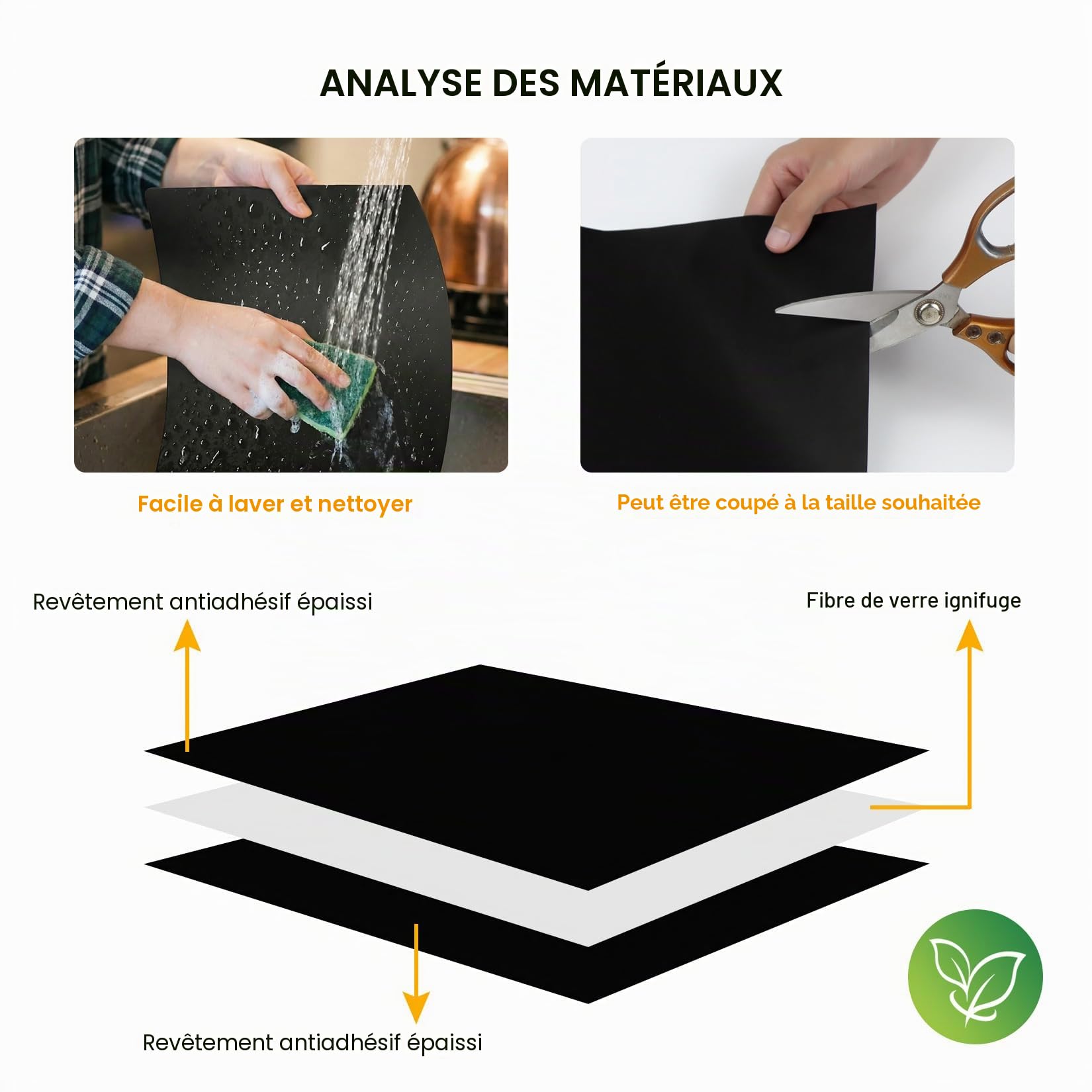 Tapis de Four Réutilisables Anti-adhésif 40 x 33 cm Protection Fond de Four pour Grill Gaz Électrique