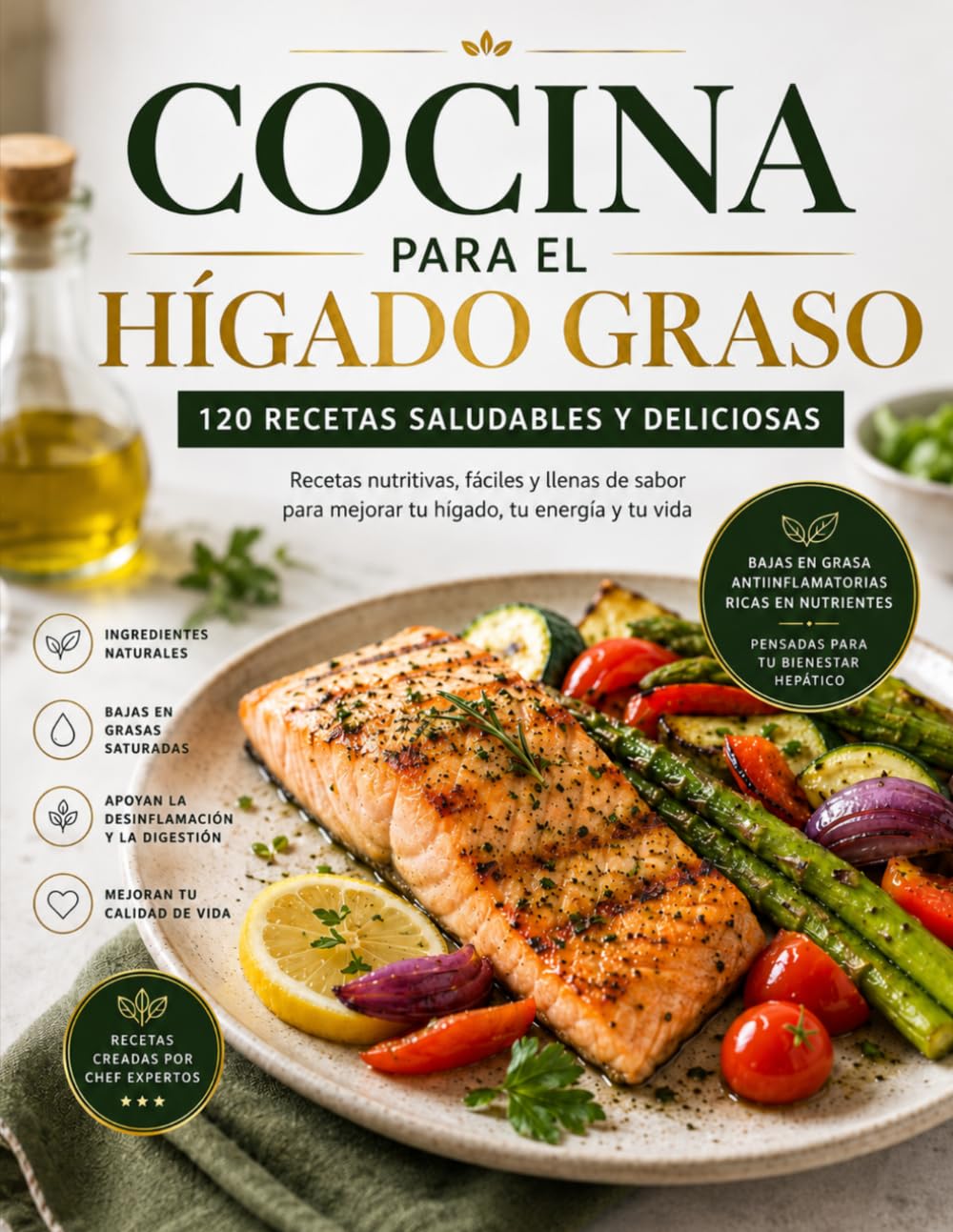 RECETAS PARA EL HÍGADO GRASO: 120 Recetas Nutritivas, Fáciles y Llenas de Sabor para Mejorar tu Hígado, tu Energía y tu Vida
