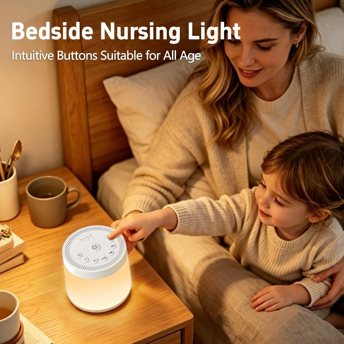 Rechargeable Nursery Night Light Sound White Noise Machine for Baby Kids Adults with Hushing Sounds 30 Sleeping Sounds 12 Colors Night Light 4 Timers Memory Function for Home Breastfeeding Camping