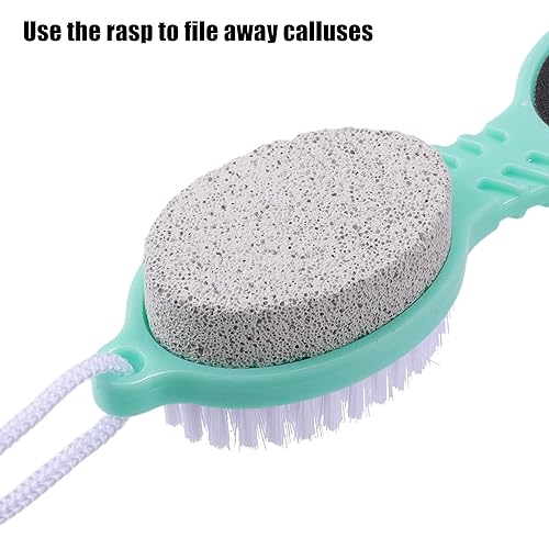 Miniatura 3 de VOCOSTE 1 lima multiusos 4 en 1 con limpiador de pies, piedra pómez, raspador de pies y papel de arena, elimina la piel muerta, pedicura, verde