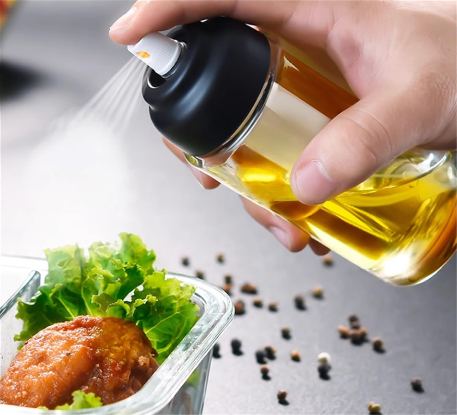 Ölsprüher Für Speiseöl Transparente Glasflasche For Sprühen Von Speiseöl For Heißluftfritteuse Grillen Küche