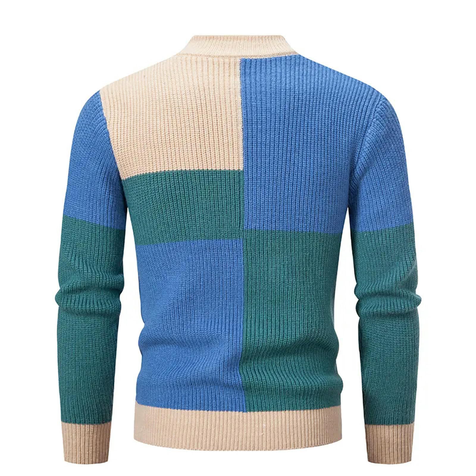 MdybF Maglione Pullover A Collo Finto da Uomo Patchwork Magion Maglione Uomini Slim Pullover Autunno Wintr Knitwear Man
