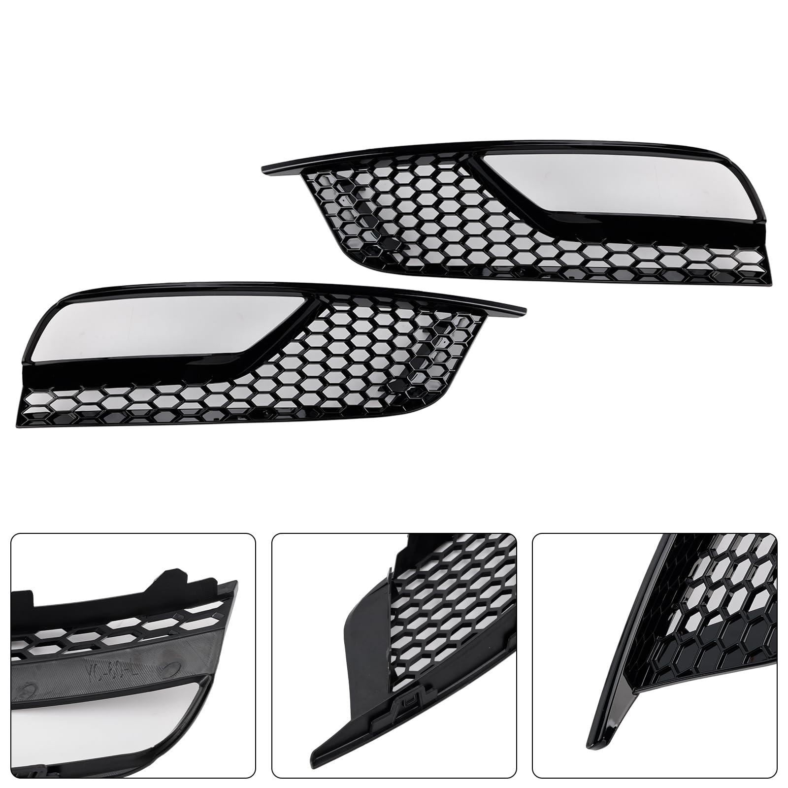 Griglia paraurti Anteriore Front Fog Light Grille Covers Fit for Audi A3 8V Sedan 2013-2016 Gloss Black (No Logo)