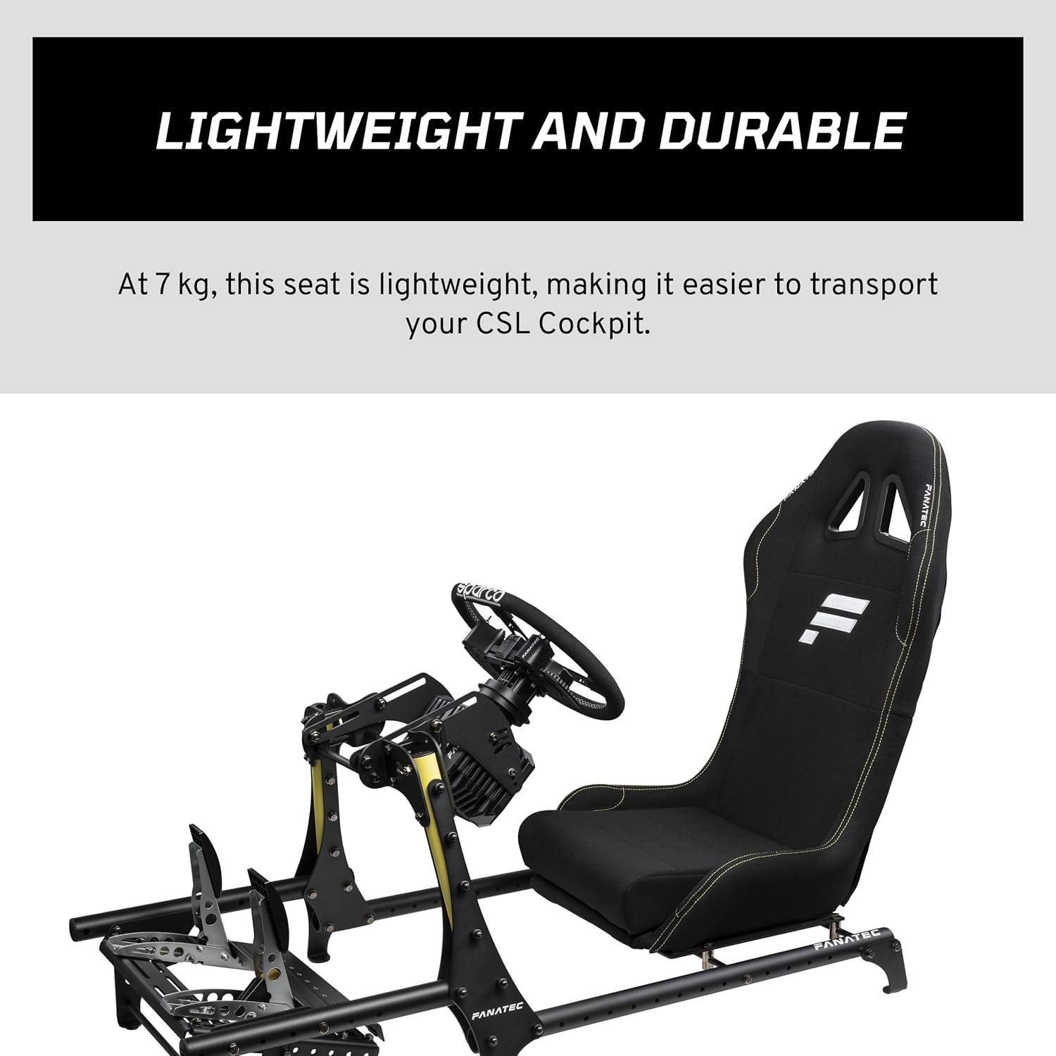 FANATEC Sim Racing CSL Cockpit Seat – Lightweight and Durable, Designed for CSL Cockpit, Breathable Cushioned Fabric – Black