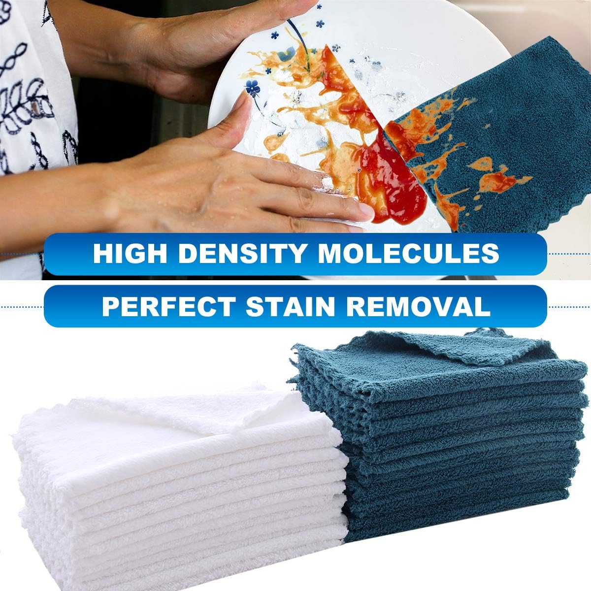 Spotted Play 24 Pack Dishcloths - Substitute for Paper Towel -Extra Absorbent and Soft Wash Clothes for Kitchen - Super Absorbent Coral Fleece Cleaning Wipes