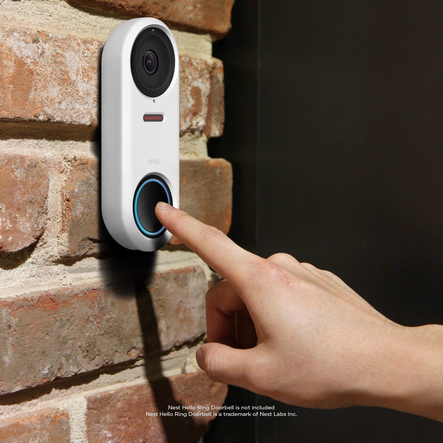 elago Silicone Case Designed for Google Nest Hello Doorbell Cover (Wired) [White] - Full Protection, Night Vision Compatible [US Patent Registered]