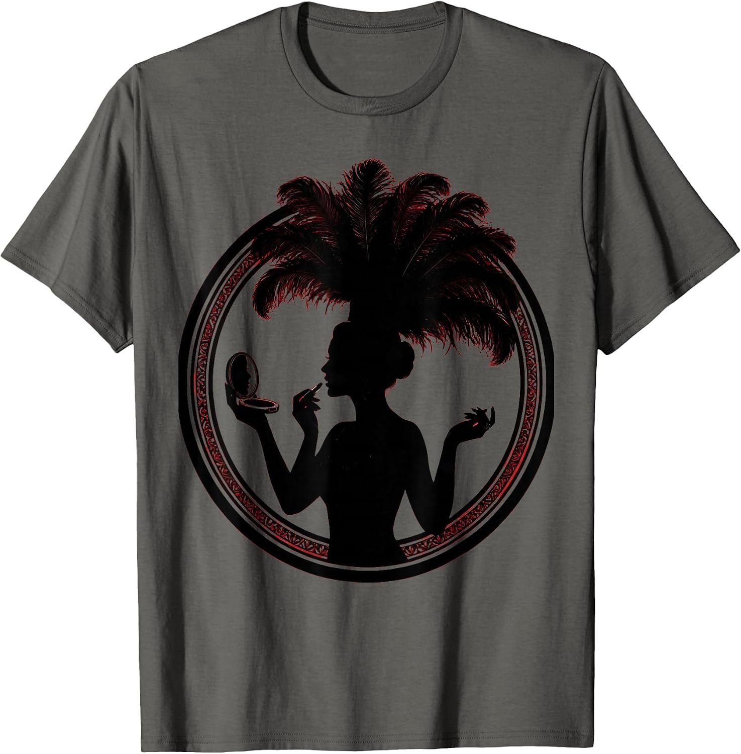 Showgirl Red Lipstick Compact Mirror Illustration T-Shirt image 4