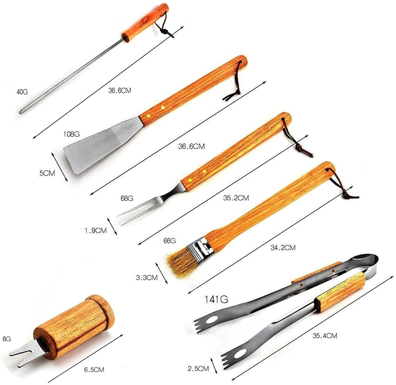 Set di 10 Utensili per Barbecue Resistenti, Utensili per griglia in Acciaio Inossidabile con Manici, Kit di Accessori per Barbecue per Cucinare all'aperto