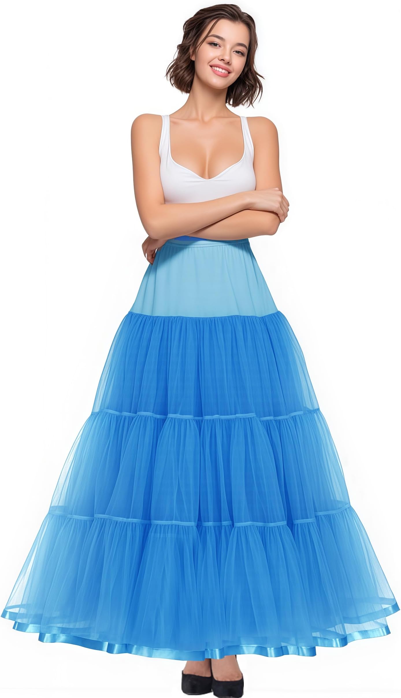Women's Floor Length Wedding Petticoat Long Underskirt for Formal Dress