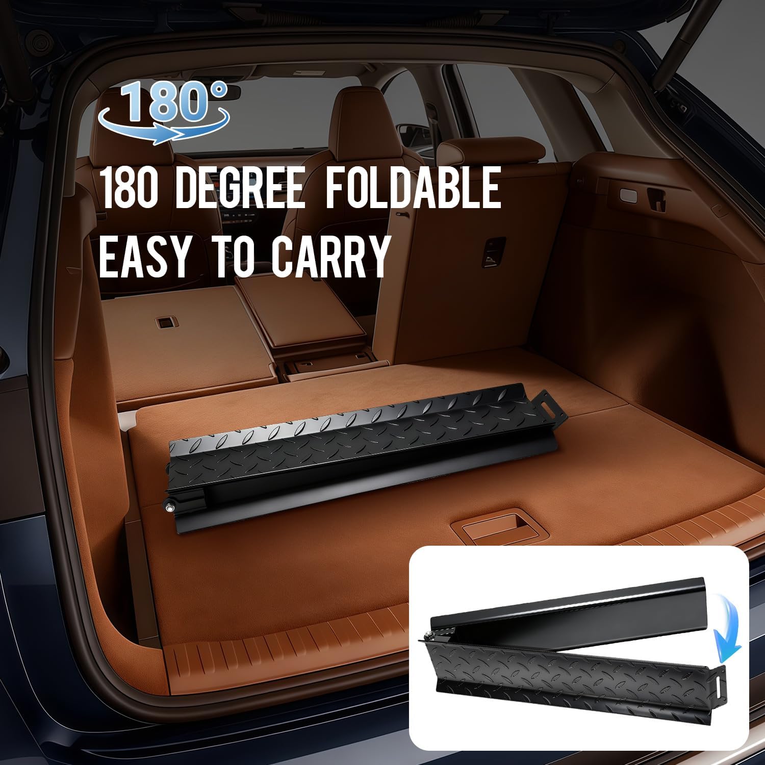 Heavy Duty Folding Bike Rack Ramp, Anti-Slip Bike Rack Loading Ramp, Carbon Steel Structure for Pickup TrucksTrailers, Ebikes/Mountain Bikes/Fat Tire Bikes/Light Motorcycles (440LBS)