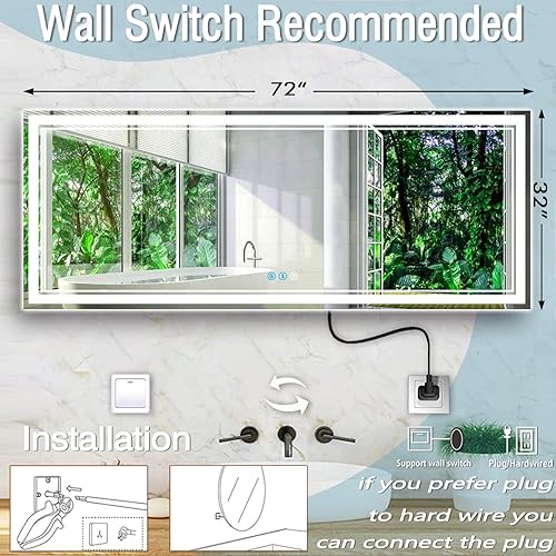 Miniatura 5 de DIDIDADA Espejo de baño con luces LED de 32 x 24 pulgadas para baño, montado en la pared, espejo de tocador iluminado vertical, horizontal,