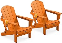 Vista 83 de SERWALL - Silla plegable Adirondack para patio, jardín, exterior, resistente a la intemperie, sillas para hoguera, color naranja