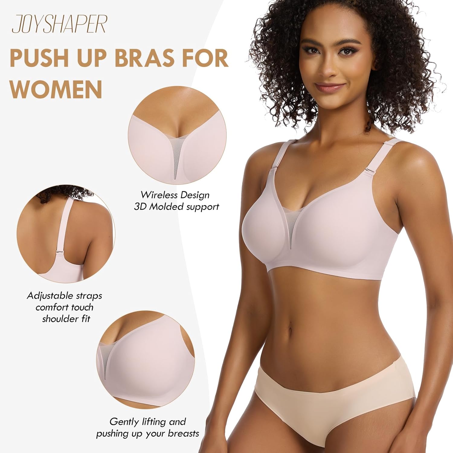 JOYSHAPER Bras for Women Wireless Padded Bra Bralettes Support Back Smoothing Bras